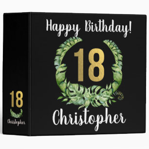 18th Birthday Black Gold name Binder