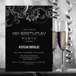 18th Birthday Black Silver Steampunk Watch Gears Invitation<br><div class="desc">Invite your friends and loved ones to your 18th birthday party with this black and silver steampunk watch gears invitation.</div>