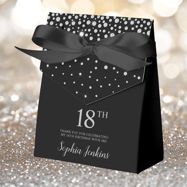 18th Birthday Black Sparkly Thank You Favor Box (Creator Uploaded)