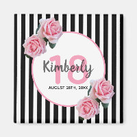 18th birthday black stripes pink florals