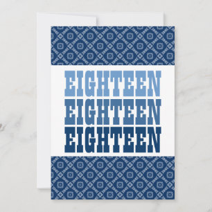 18th Birthday Blue Diamonds Squares Ver 51g Z151g Invitation