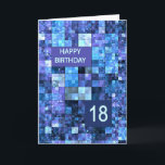 18th Birthday, Blue Squares, Card<br><div class="desc">18th birthday card.  Wish happy birthday with an elegant card. Blue and purple squares combine to make a cool masculine birthday card. Wish a Happy Birthday and give a smile at the same time.</div>