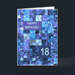 18th Birthday, Blue Squares, Card<br><div class="desc">18th birthday card.  Wish happy birthday with an elegant card. Blue and purple squares combine to make a cool masculine birthday card. Wish a Happy Birthday and give a smile at the same time.</div>