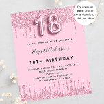 18th Birthday blush pink glitter budget invitation Flyer<br><div class="desc">Please note that this invitation is on flyer paper and very thin. Envelopes are not included. For thicker invitations (same design) please visit our store. A modern, stylish and glamourous invitation for a girl's 18th birthday party. A blush background with faux glitter drip, paint dripping look. The name is written...</div>