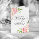 18th Birthday Blush Pink Peony Floral Folded Thank You Card<br><div class="desc">Elegant pink peonies decorate this birthday thank you card. Classic calligraphy spells thank you. Three lines of text let you personalize a thank you statement and your name. A photo is included inside, as well as another thank you sentiment that you can personalize. This item is part of the Elegant...</div>