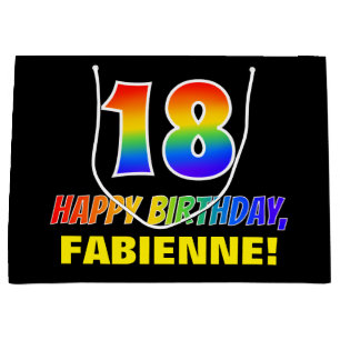 18th Birthday: Bold, Fun, Simple, Rainbow 18 Large Gift Bag