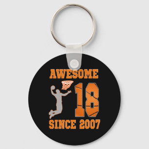 18th Birthday Boy Awesome Since 2007 Sketll 18 Yea Keychain