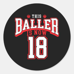 18th Birthday Bysketbyll Lover 18 Years Old Bday Classic Round Sticker
