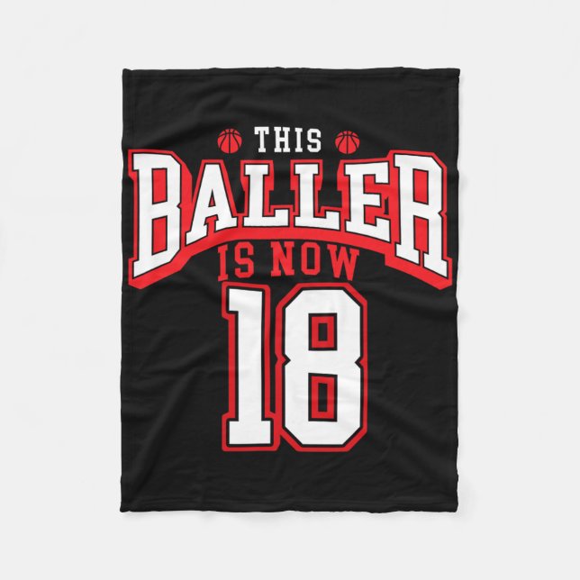 18th Birthday Bysketbyll Lover 18 Years Old Bday  Fleece Blanket (Front)