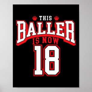 18th Birthday Bysketbyll Lover 18 Years Old Bday Poster