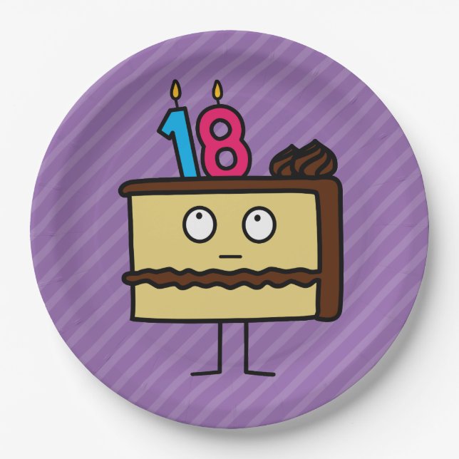 18th Birthday Cake with Candles Paper Plate (Front)