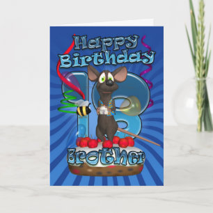 18th Birthday Card For Brother - Funky Mouse On A