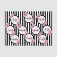 18th birthday chic pink roses black white stripes