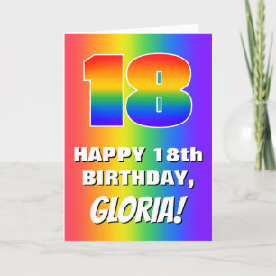 18th Birthday: Colorful, Fun Rainbow Pattern # 18 Card