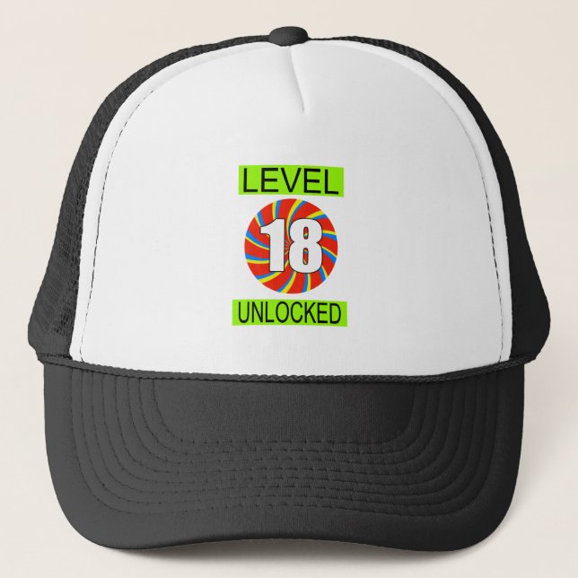 18th Birthday Computer Gamer Trucker Hat (Front)