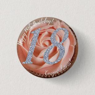18th Birthday Cupcake 1 Inch Round Button