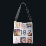 18th birthday custom photo collage girl white crossbody bag<br><div class="desc">A unique gift for a girl's 18th birthday, celebrating her life with a collage of 8 of your own photos, pictures. Personalize and add her name, age 18 and a date. A chic white background. Grey and black letters and numbers. The name is written with a modern hand lettered style...</div>