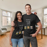 18th birthday custom photo monogram boy T-Shirt<br><div class="desc">For a 18th birthday as a gift or for the party. A collage of 3 of your photos of himself friends,  family,  interest or pets.  Personalize and add his name,  age 18 and a date.  Date of birth or the date of the birthday party.  Grey and white coloured text.</div>