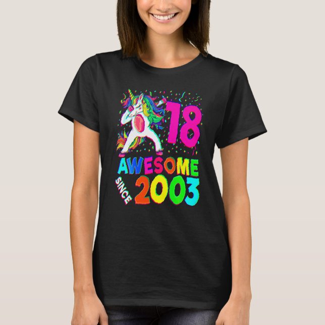 18th Birthday Dabbing Unicorn Party  18 Years Old  T-Shirt (Front)