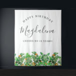 18th Birthday December Birth Flower Backdrop Tapestry<br><div class="desc">Create a special keepsake when your guests have a photograph with the birthday celebrant. This festive Christmas backdrop features green  holly and red berries. All of the text is editable so you can easily craft your own special mood.</div>