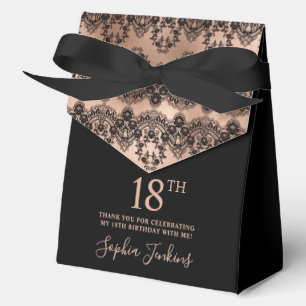 18th Birthday Elegant Rose Gold Lace Favor Box