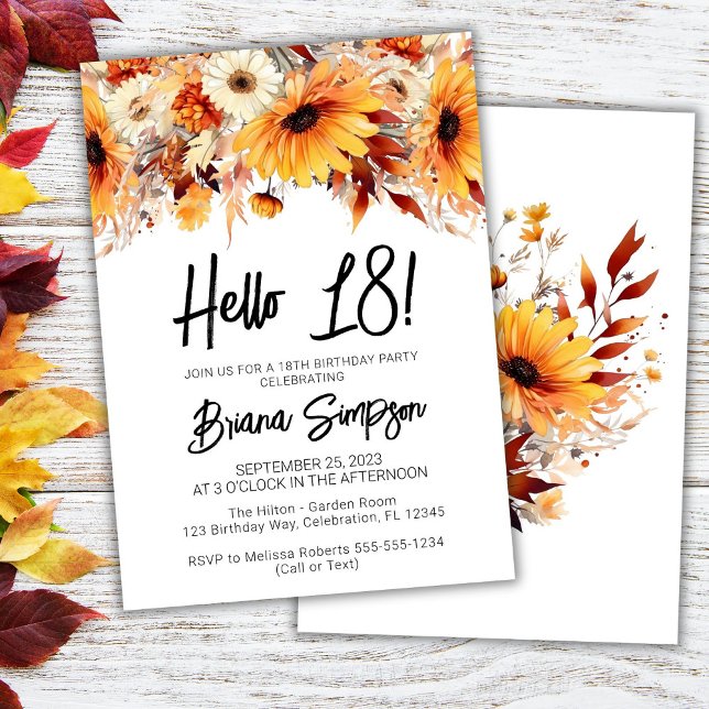 18th Birthday Fall Floral Invitation (Creator Uploaded)