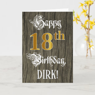 18th Birthday: Faux Gold Look + Faux Wood Pattern Card