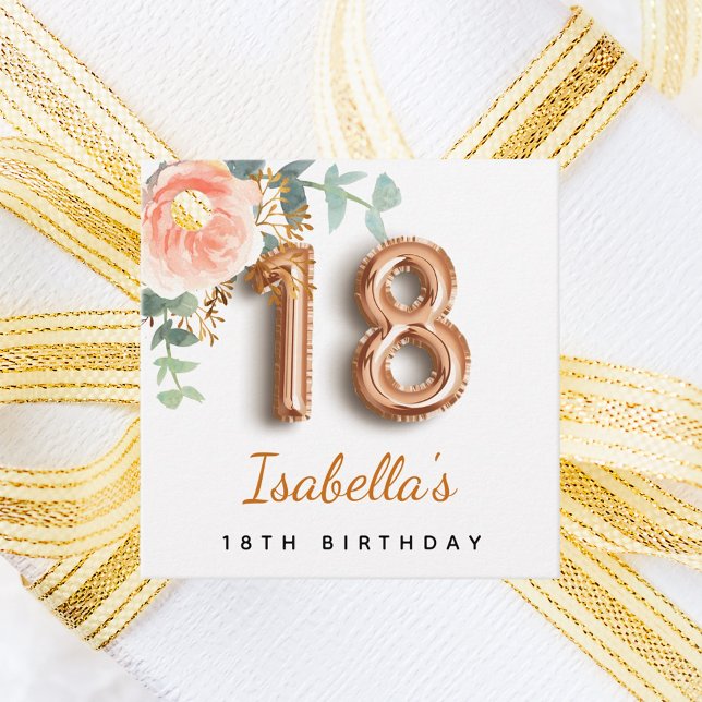 18th birthday floral rose gold eucalyptus monogram favour tags (Creator Uploaded)
