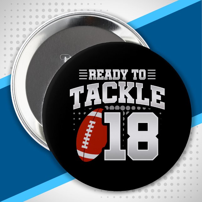 18th Birthday - Football Mom - Football Player 4 Inch Round Button (Creator Uploaded)