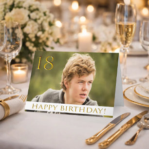 18th birthday for a boy with your portrait photo card