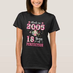 18th Birthday For Women Floral Made In 2005 T-Shirt