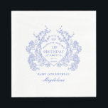 18th Birthday French Blue Floral Crest Custom Napkin<br><div class="desc">An elegant French vintage blue floral crest takes centre stage on this timeless custom paper napkin. Ornate,  formal and very feminine will make any birthday lady feel very special. Coordinating party supplies are available.</div>