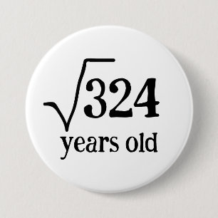 18th birthday funny eighteenth math square root 3 inch round button