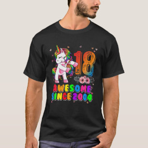 18Th Birthday Funny Unicorn Dabbing 18 Yrs Old Awe T-Shirt
