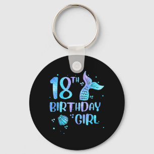 18th Birthday Girl Mermaid 18th Toddlers Back to Keychain