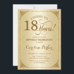 18th Birthday - Gold Damask Invitation<br><div class="desc">18th Birthday Invitation.
Elegant vintage black and faux gold design with damask pattern. Features script font. Cheers to 18 years! Can be personalized into any age! Message me if you need further customization.</div>