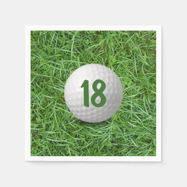 18th Birthday Golf Ball on Grass  Napkin (Front)