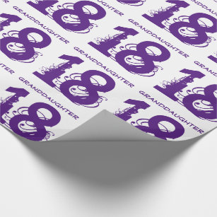 18th Birthday Granddaughter Purple Text On White Wrapping Paper