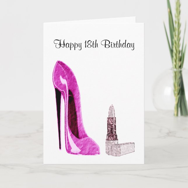 18th Birthday Greeting Card with Pink Stiletto Sho (Front)