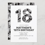 18TH Birthday, Grey Camo Personalized Teen Invitation<br><div class="desc">This camo invitation is perfect for a boy's birthday party with it's simple lines and no frill design.  
Use the template form to add your information.  Other colours and ages are available.</div>