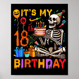 18th Birthday Halloween Skeleton Matching Party Poster