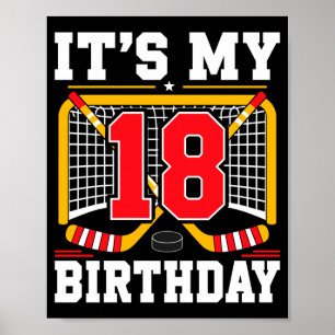 18th birthday hockey player bday party 18 years poster
