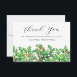 18th Birthday Holly December Birth Flower Custom Thank You Card<br><div class="desc">Elegant holly sprigs create a pretty flat birthday thank you card. Holly is the December Birth Flower. So this is a perfect floral design for a December birthday. Open and airy script spells thank you. Two lines of text let you personalize a thank you statement and your name. All of...</div>