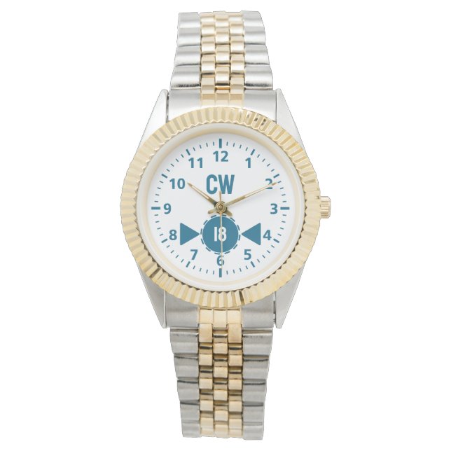 18th birthday initials age blue watch (Front)