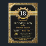 18th Birthday Invitation Black and Gold Glitter<br><div class="desc">18th Birthday Invitation with Black and Gold Glitter Background. Adult Birthday. Male Men or Women Birthday. Kids Boy or Girl Lady Teen Teenage Bday Invite. 13th 15th 16th 18th 20th 21st 30th 40th 50th 60th 70th 80th 90th 100th. Any Age. For further customization, please click the "Customize it" button and...</div>