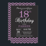 18th Birthday Invitation Black and Purple<br><div class="desc">18th Birthday Invitation with Black and Purple Chevron. Black and White. Adult Birthday. Man or Women Bday Invite. For further customization,  please click the "Customize it" button and use our design tool to modify this template.</div>