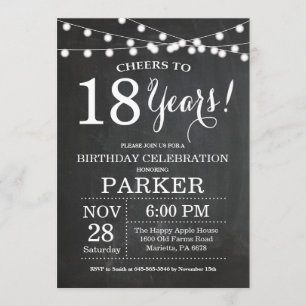 18th Birthday Invitation Chalkboard