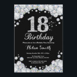 18th Birthday Invitation Chalkboard Silver Diamond<br><div class="desc">18th Birthday Invitation. Silver Rhinestone Diamond Chalkboard Background. Elegant Birthday Bash invite. Black and White. Adult Birthday. Women Birthday. Men Birthday. For further customization,  please click the "Customize it" button and use our design tool to modify this template.</div>