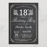 18th Birthday Invitation Floral Chalkboard