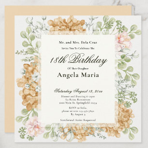 18th Birthday Invitation in Elegant Autumn Colors